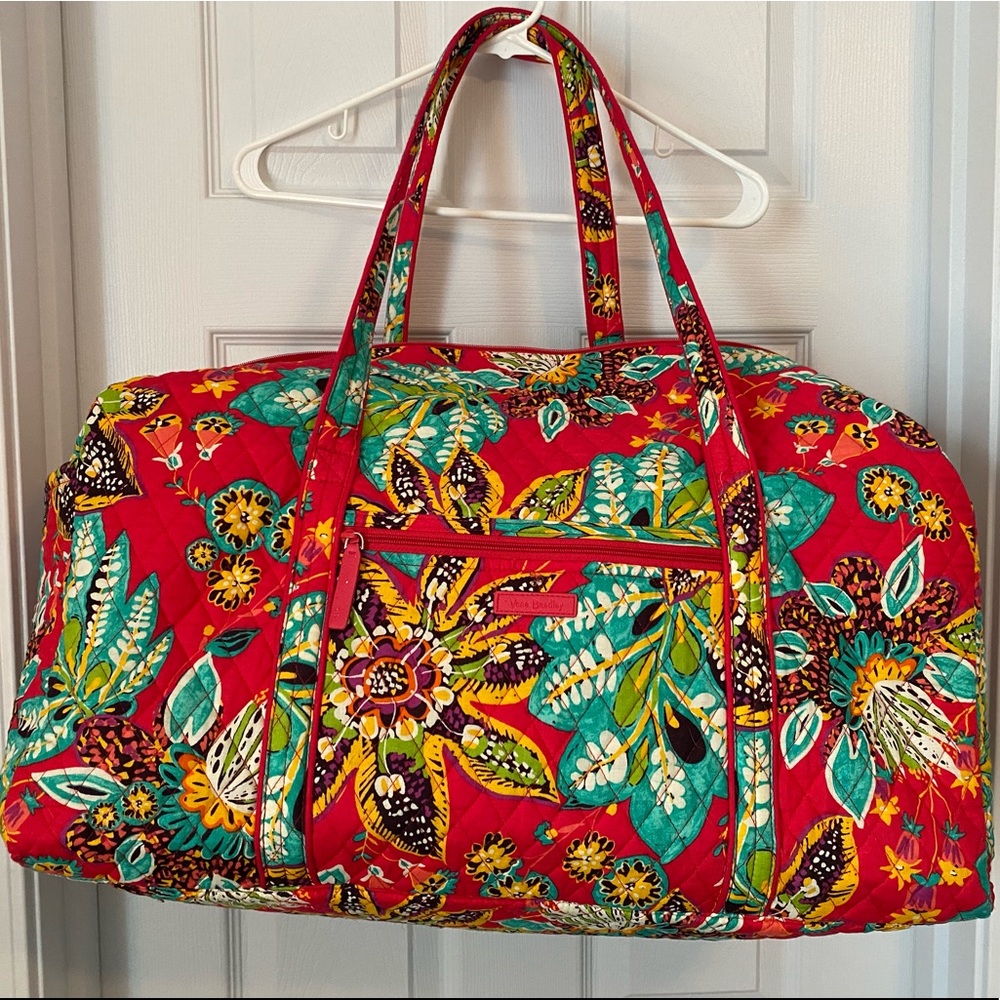 Vera Bradley Large Duffel Bag, Bright Coral, EUC